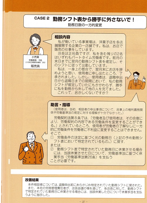 勤務日数の一方的変更